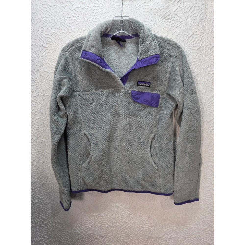 Patagonia Retool Snap-T Fleece Pullover Women Size S Gray Purple Good 25442
